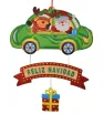 Colgante Navideño Santa y Reno en Auto brillos Verdes – "Feliz Navidad"