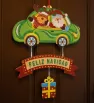 Colgante Navideño Santa y Reno en Auto brillos Verdes – "Feliz Navidad"