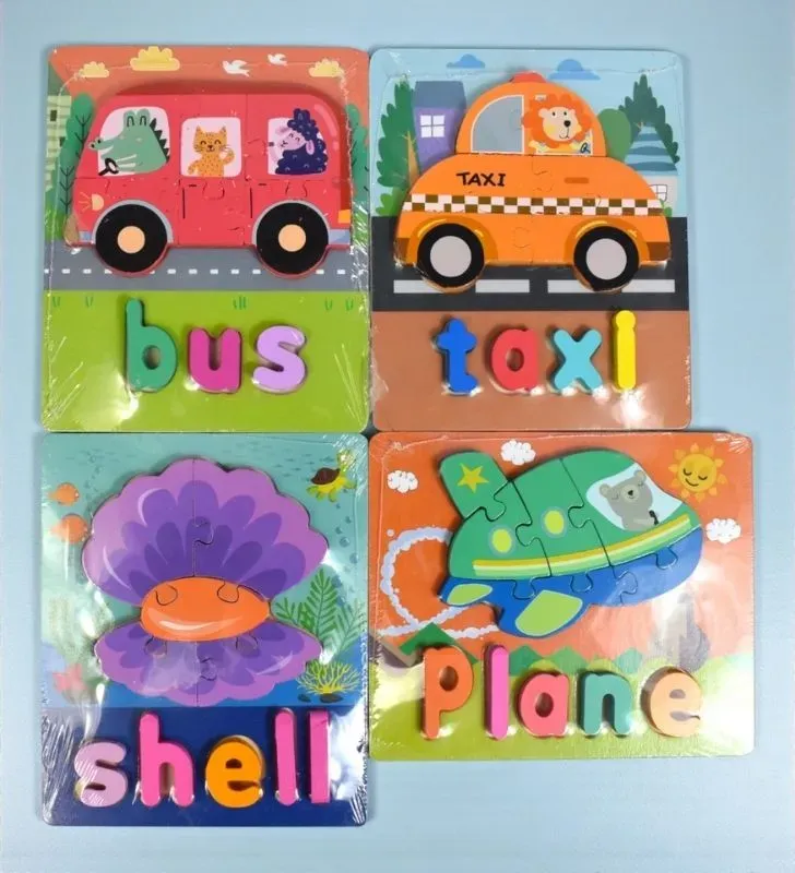 Rompecabezas de Madera ARTKIDS JU150410 – Figuras y Letras en Inglés