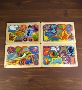 Rompecabezas de Madera ARTKIDS JUD123051A – Figuras Temáticas (Granja, Dinosaurios, Mar)