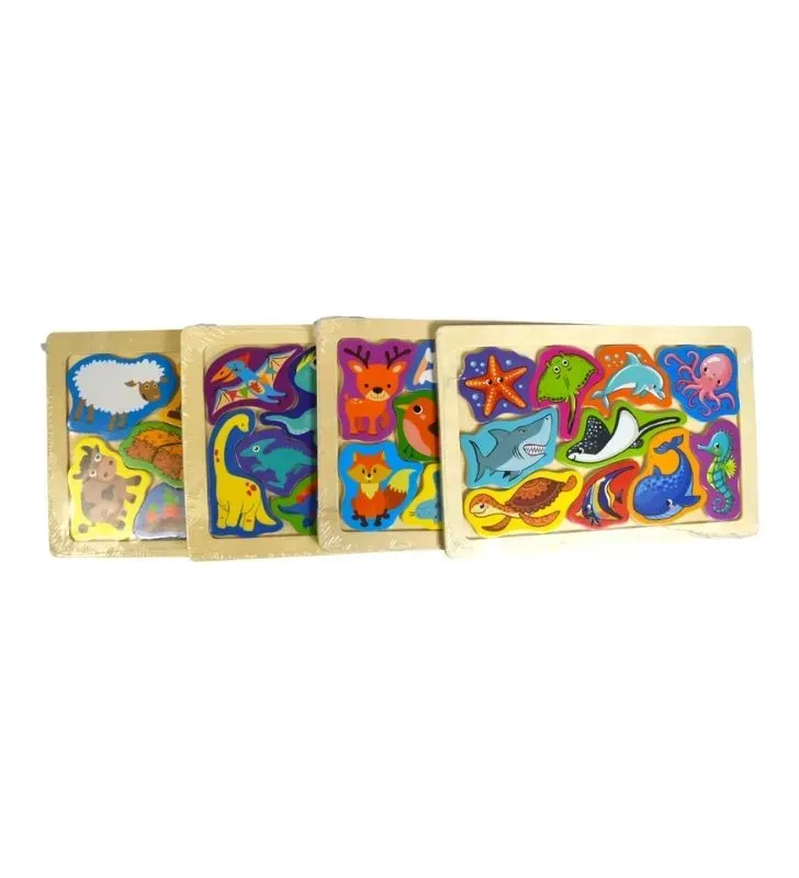 Rompecabezas de Madera ARTKIDS JUD123051A – Figuras Temáticas (Granja, Dinosaurios, Mar)