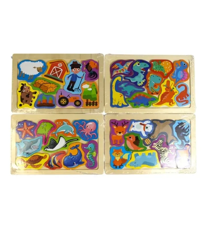 Rompecabezas de Madera ARTKIDS JUD123051A – Figuras Temáticas (Granja, Dinosaurios, Mar)