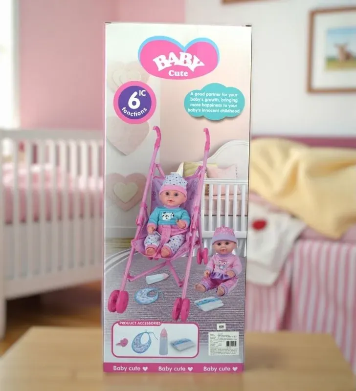 Muñeca Baby Cute con Carriola HW23128241 – Juguetes Kimbo 6 Funciones