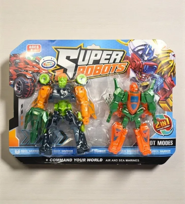 Set 2 Super Robots Transformables SH745264 – Juguetes Kimbo Mech Warrior Naranja/Verde