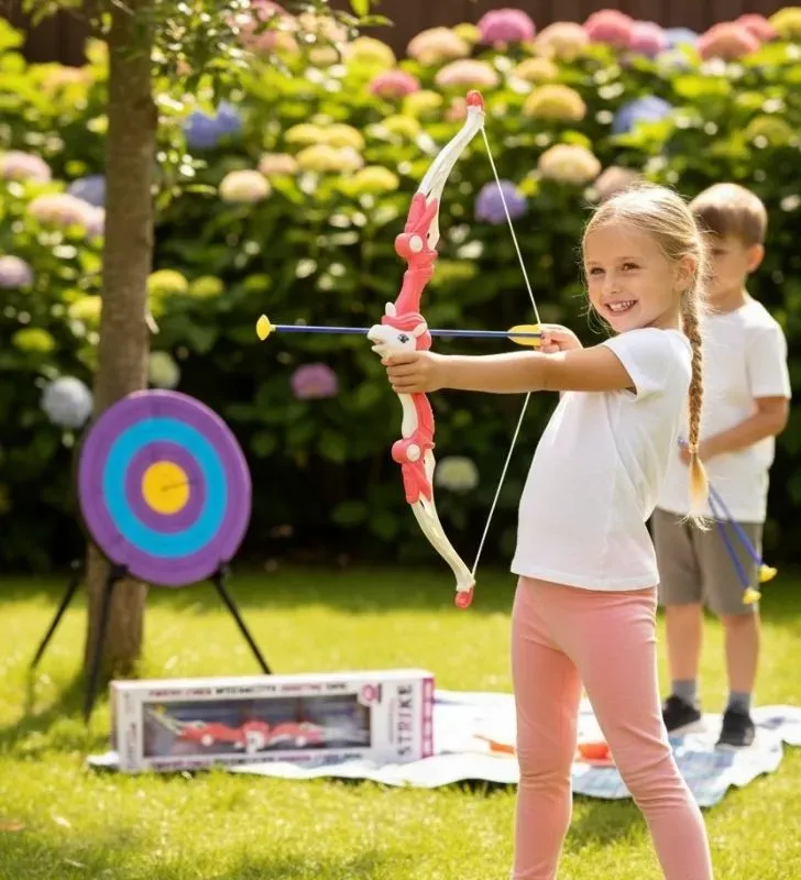 Arco de Juguete Unicornio Shooting Strike HW24076601 – Juguetes Kimbo Flechas Ventosa