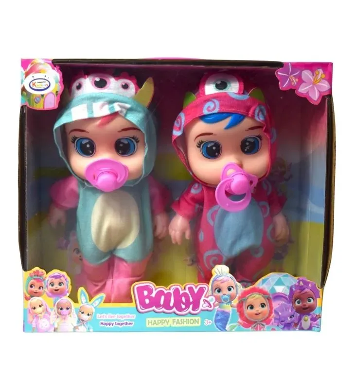 Set 2 Bebés Llorones Kimbo HWB268084 – Muñecos con Pila y Chupete