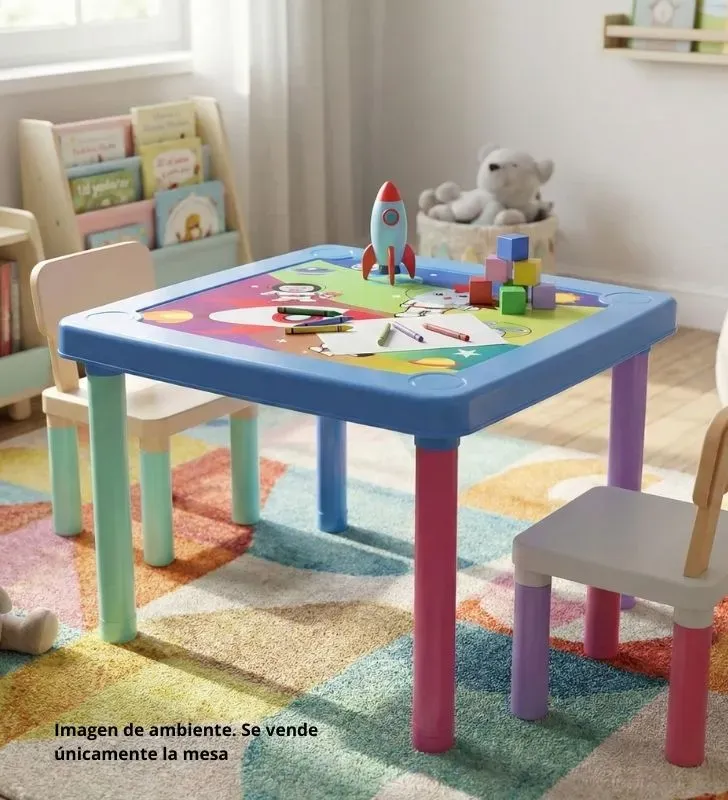 Mesa Cuadrada Infantil Alica PA018 Fantasía Colores – Mueble de Plástico para Niños