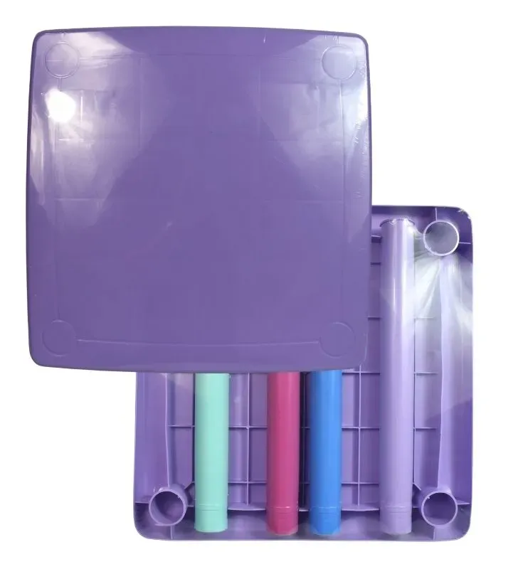Mesa Cuadrada Infantil Alica PA018 Lisa Colores – Mueble de Plástico Morado/Azul