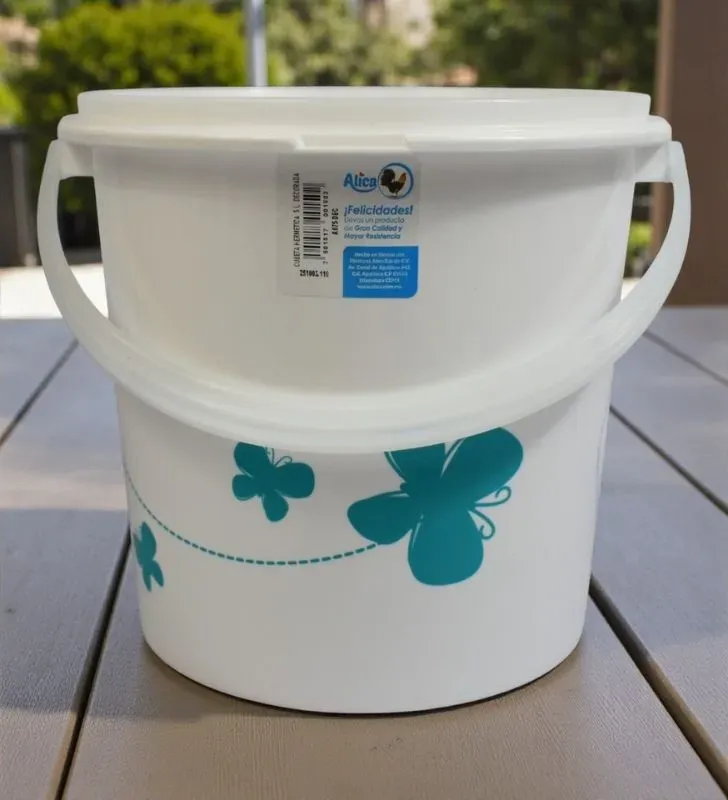 Cubeta Hermética Alica 5 Litros Decorada C/Tapa A075 – Almacenamiento Mariposas