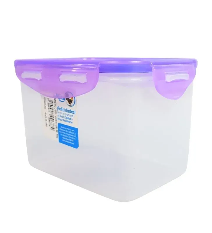 Recipiente Bella Vista Alto Alica A343-1A de 890 ML. Tapa Naranja/Rojo/Azul/Morado