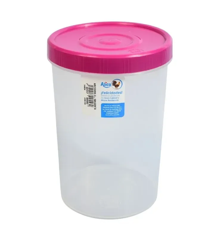 Recipiente Arcoiris Alica A308 de 2 Litros con Tapa de Colores – Contenedor Plástico