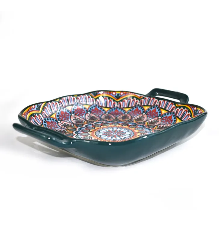CUR-017 PLATO CUADRADO DE 9 PULGADAS CON DOBLE ASA