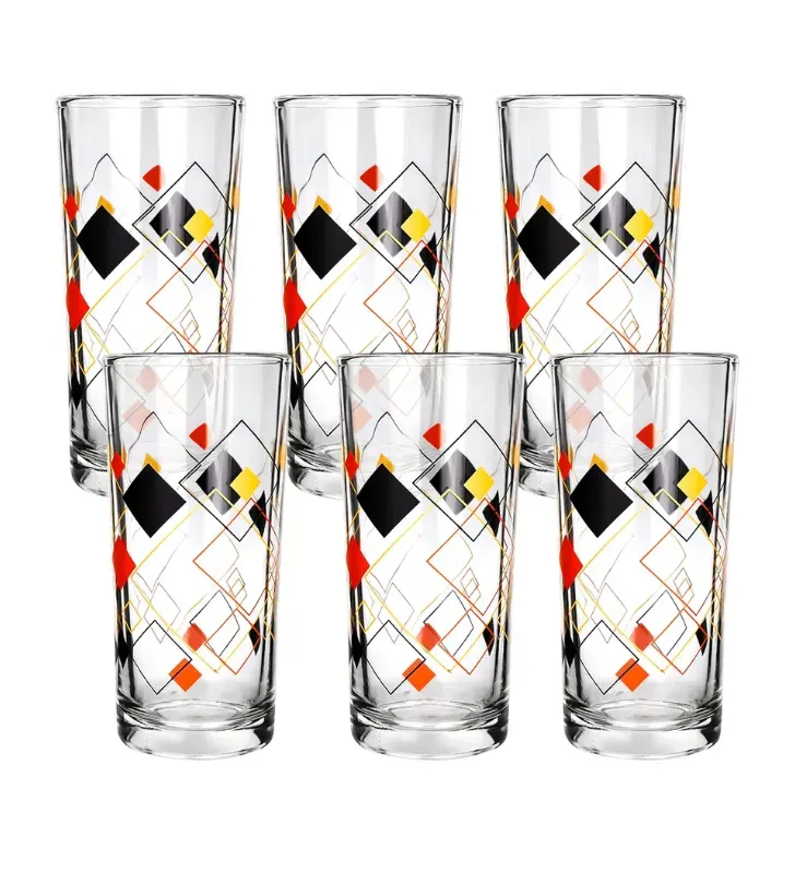 Juego 6 Vasos de Vidrio Crisa 9660 con Relieve Rombos - Cristalería Texturizada