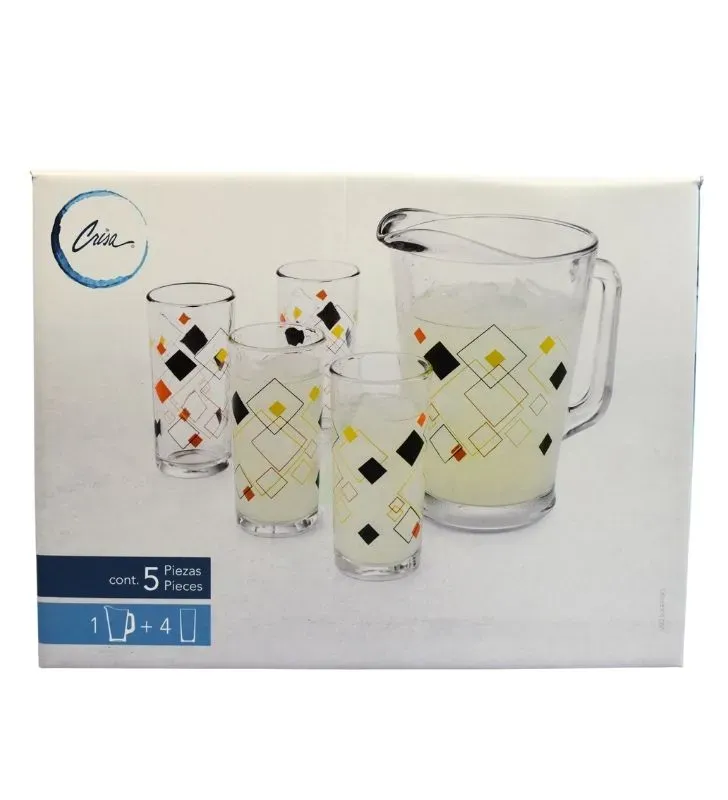 Juego de Agua Crisa C988 – 5 Piezas con Diseño de Rombos