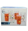 Juego 6 Vasos de Vidrio Crisa 9660 Decorado Geométrico DQT - Cristalería Moderna