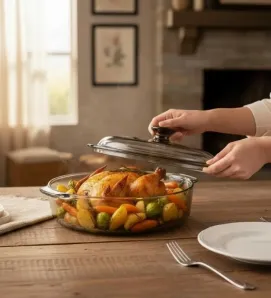 Cacerola Pyro Rey B228 Vidrio Templado con Tapa – Color Humo