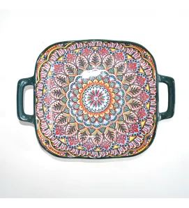 CUR-017 PLATO CUADRADO DE 9 PULGADAS CON DOBLE ASA