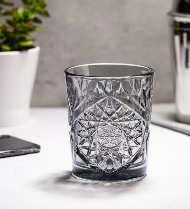 Vaso Libbey 6249 Hobstar Atomizado Smoke - Cristalería Gris Ahumado