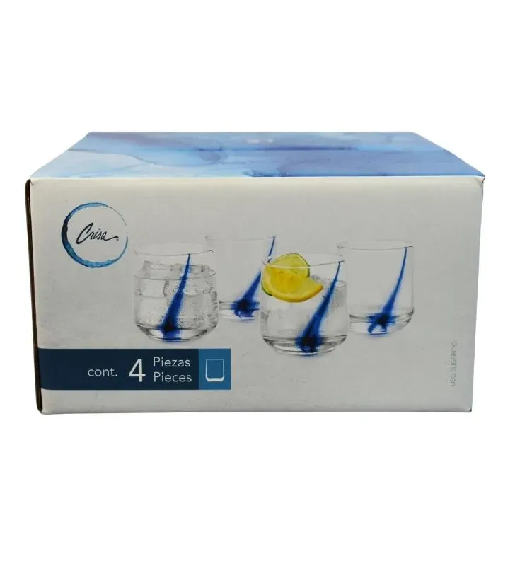 Set 4 Vasos Crissa DOF Blue Swirl (6099) – Coctelería