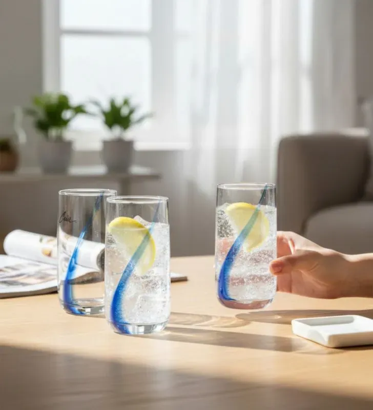 Set 4 Vasos Crissa Cooler Blue Swirl 16 oz (6098)