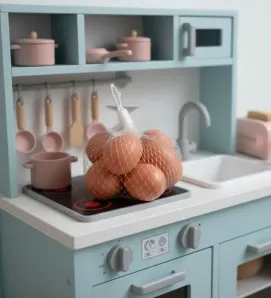 Huevos en Red 20 Pzas Kimbo – Juguete de Plástico para Cocinita y Tienda