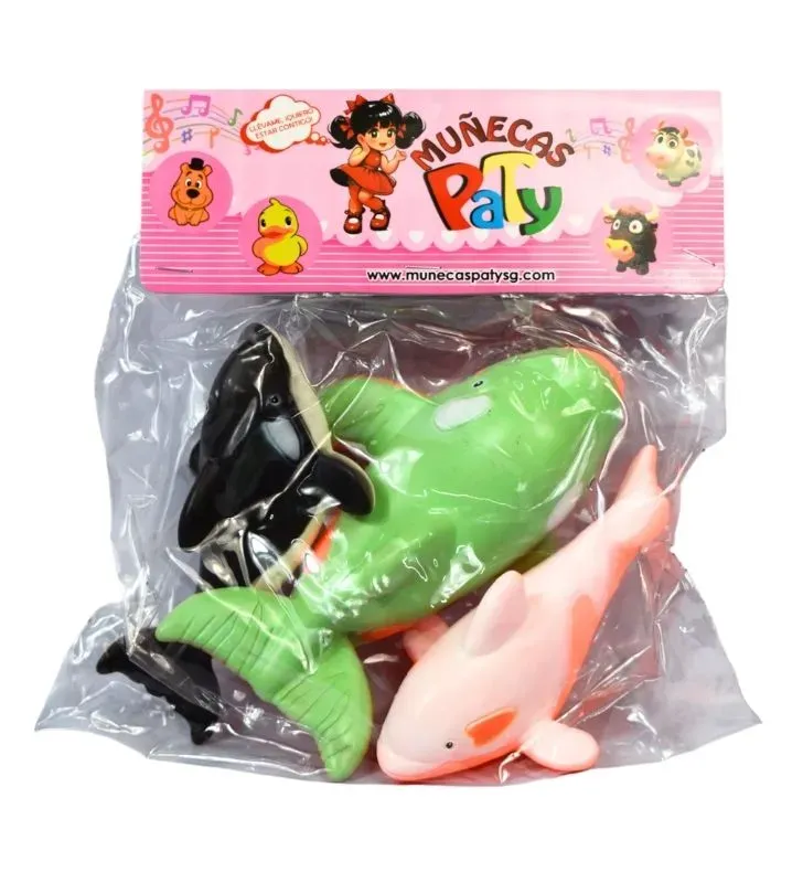 Juguete de Baño Familia Ballenas y Delfines 3 Pzas - Muñecas Paty