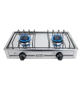 Estufa Parrilla Super Flama 2Q-TA de 2 Quemadores ACERO INOXIDABLE Mesa