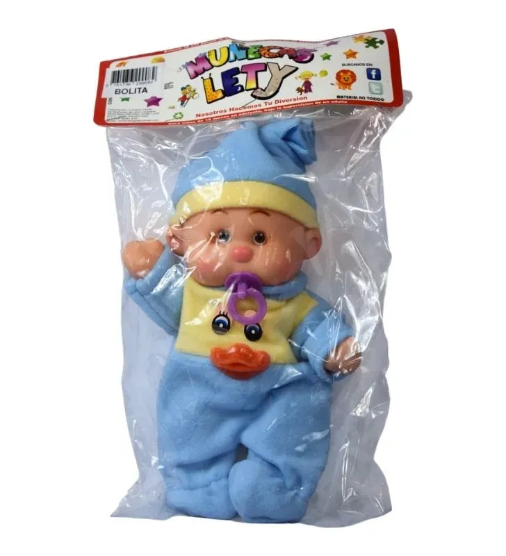 Muñeca Muñecas Lety “Bolita” – bebé azul-amarilla