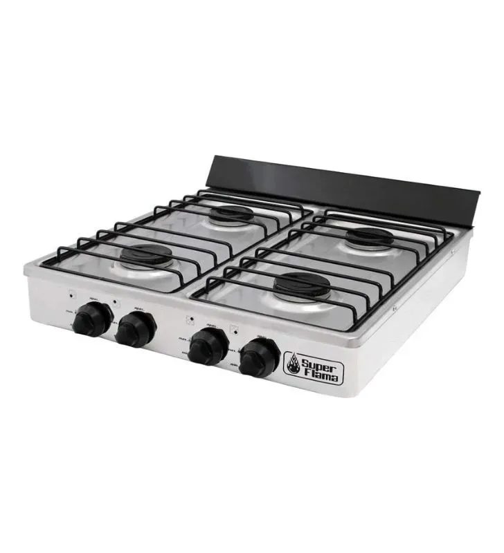 Estufa de Gas 4Q-CA Super Flama 4 Quemadores Acero Inoxidable