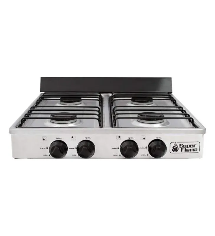 Estufa de Gas 4Q-CA Super Flama 4 Quemadores Acero Inoxidable