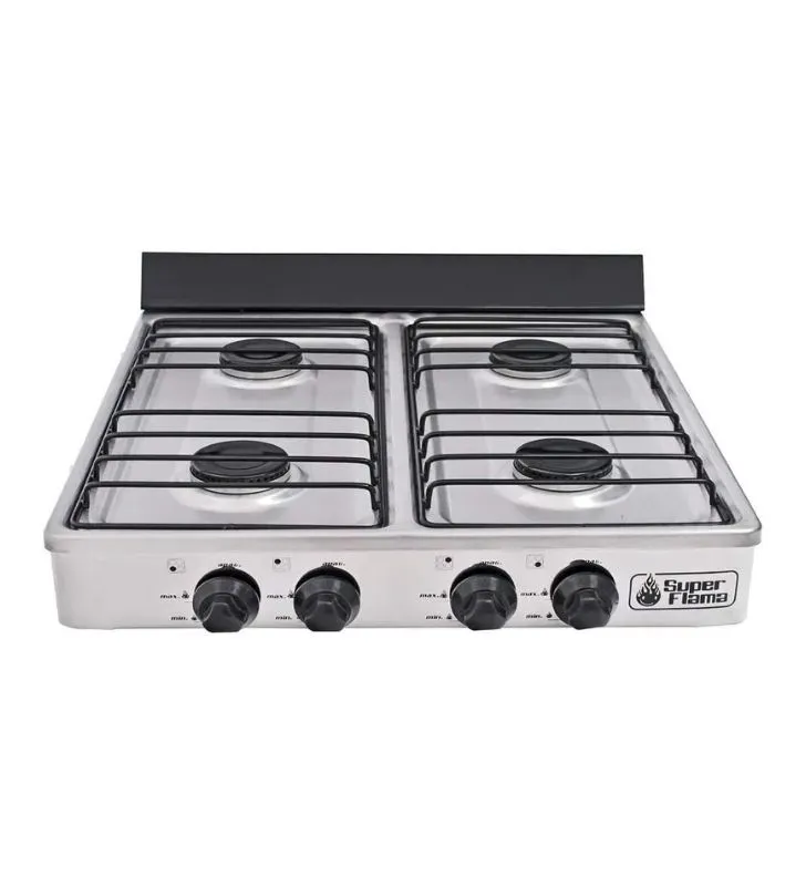 Estufa de Gas 4Q-CA Super Flama 4 Quemadores Acero Inoxidable