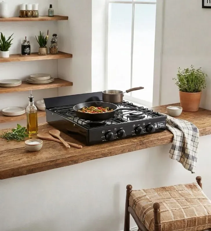 Estufa de Mesa Super Flama 4 Quemadores 4Q-N Negra - Portátil