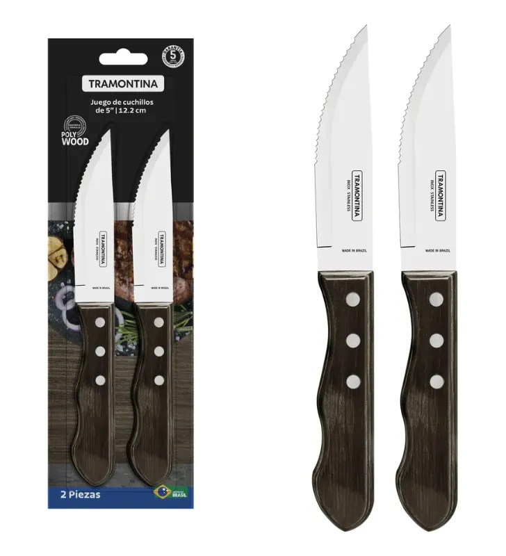 Juego Cuchillos Jumbo Tramontina Polywood 2 Piezas Castaño 29899/809