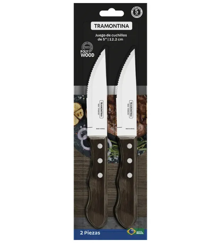 Juego Cuchillos Jumbo Tramontina Polywood 2 Piezas Castaño 29899/809