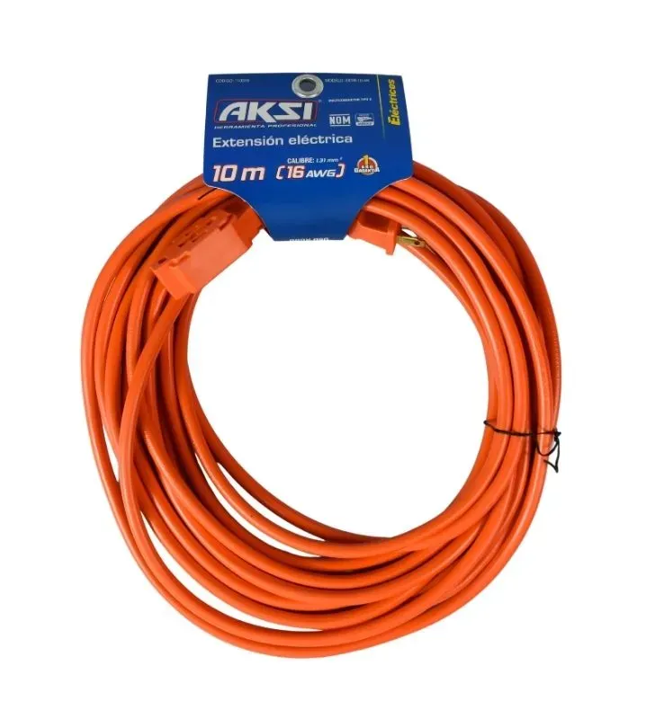 Extensión Triple Uso Rudo 10 Metros (110319) - Cable Naranja Polarizado
