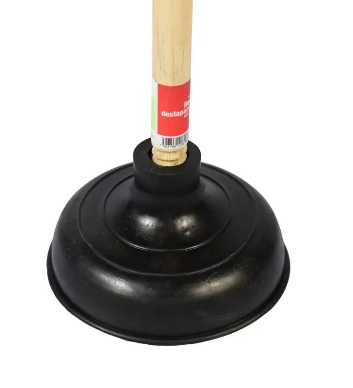 Bomba Destapacaños Sr. Limpio 800502 - Chupón de Goma y Mango de Madera