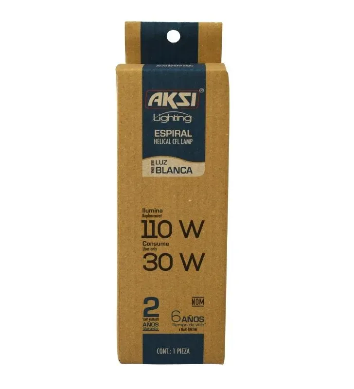 Foco Espiral 30W Luz Fría AKSI 110466 - Ahorrador 5000 Horas