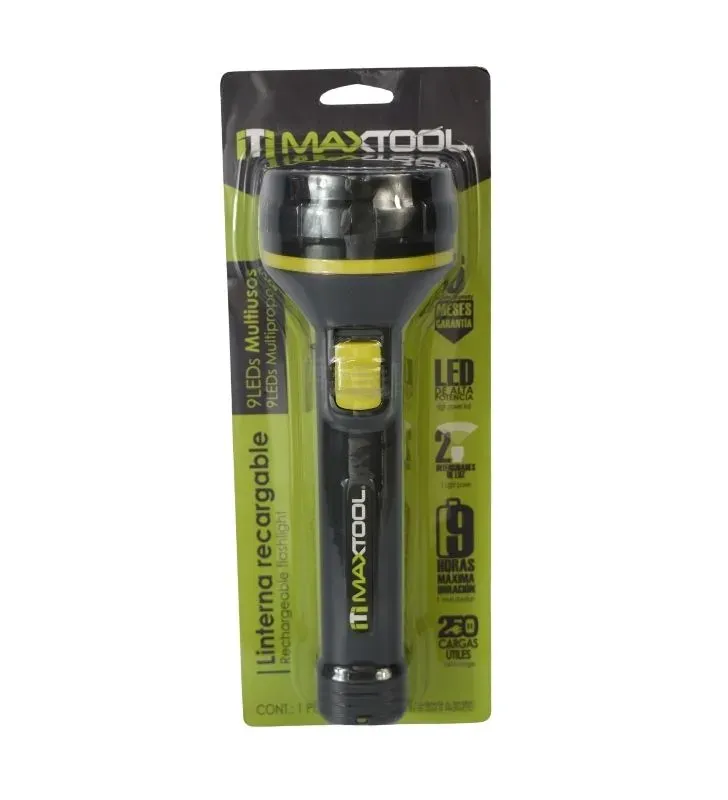 Linterna Multiusos Recargable 9 LEDs MAXTOOL 305214 - 800mAh