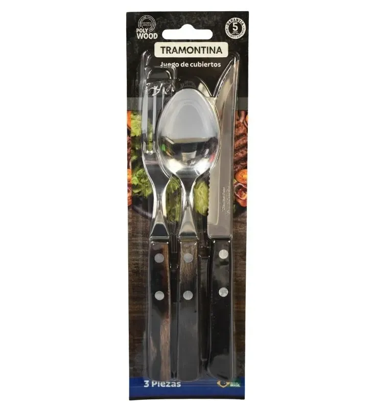 Juego de Cubiertos Tramontina Polywood 3 Piezas Castaño 29899/811