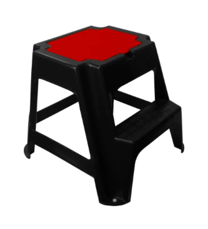 Banco Escalera 2 Peldaños MBESC Plastic Trends – Negro y Rojo