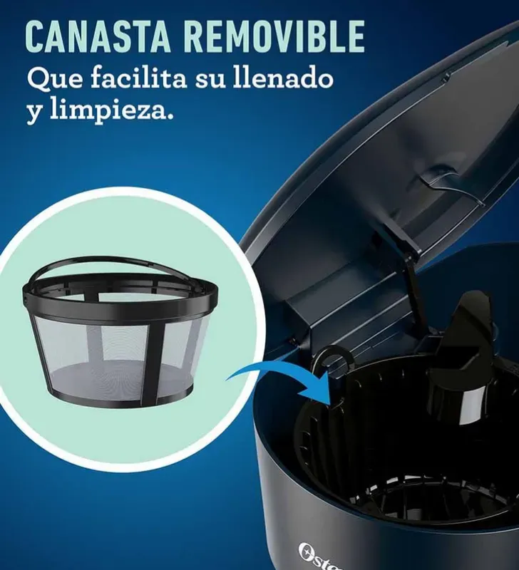 Cafetera Oster 12 tazas Negra 2128179 – Goteo Semi Automático, Filtro Permanente, 1000 W