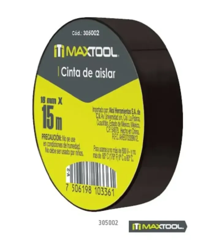 Cinta de Aislar MAXTOOL Negra 18mm x 15m - PVC Eléctrica | 305002