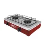 Estufa de Mesa AKSI 2 Quemadores - Acero Inoxidable y Rojo | 116033