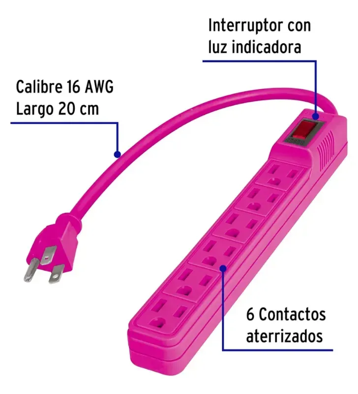 Barra Multicontacto AKSI 6 Entradas Colores | 118909