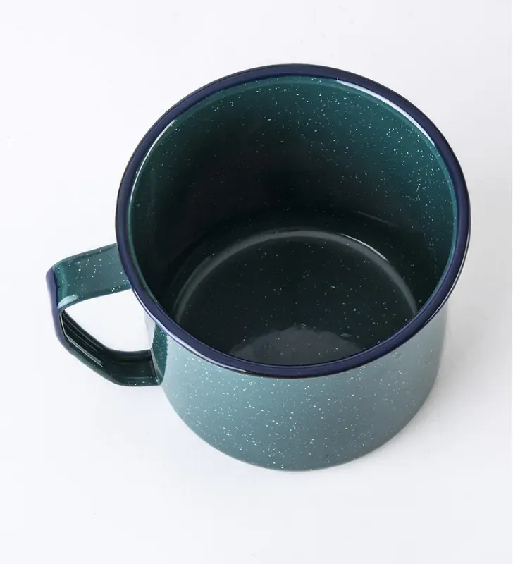 Vaso Recto CINSA No. 14 Aqua Jaspeado - Acero Vitrificado Filo Azul
