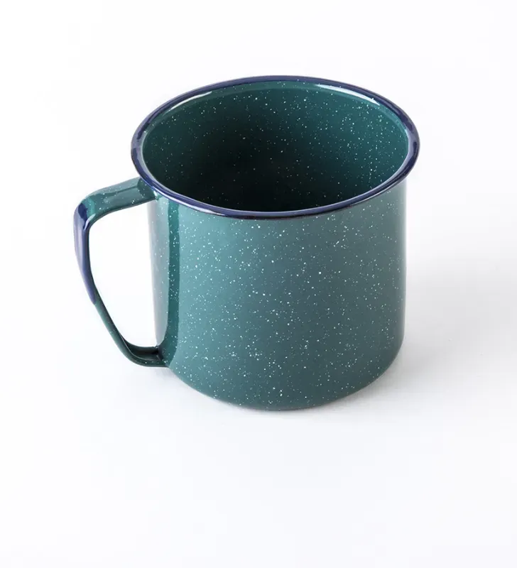 Vaso Recto CINSA No. 14 Aqua Jaspeado - Acero Vitrificado Filo Azul