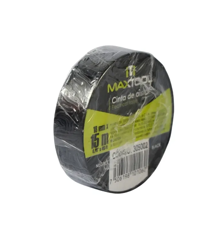 Cinta de Aislar MAXTOOL Negra 18mm x 15m - PVC Eléctrica | 305002