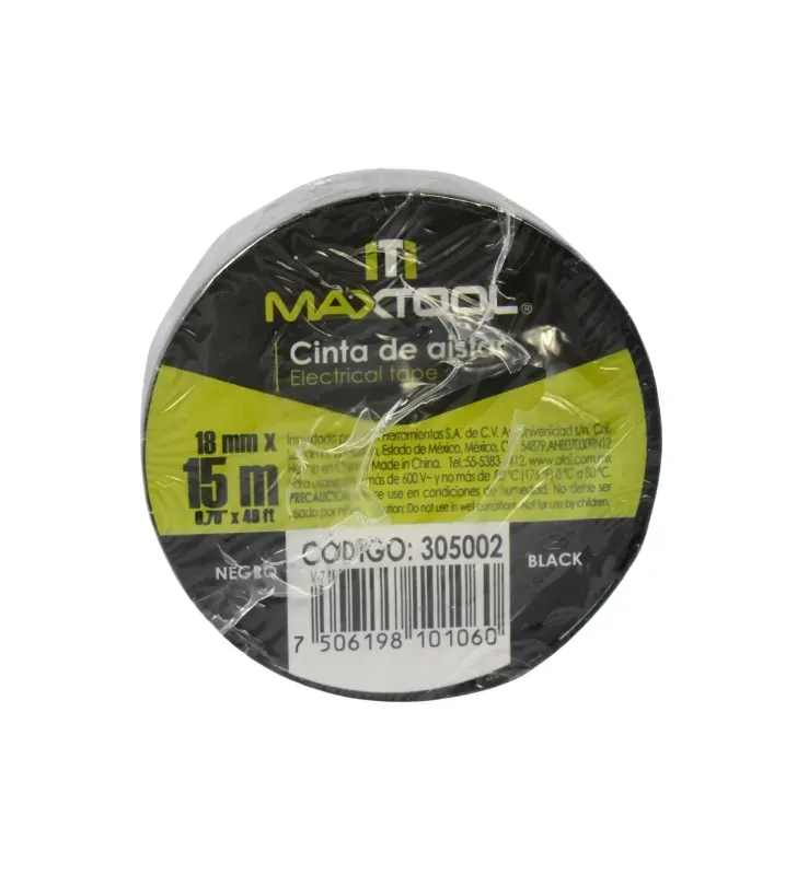Cinta de Aislar MAXTOOL Negra 18mm x 15m - PVC Eléctrica | 305002