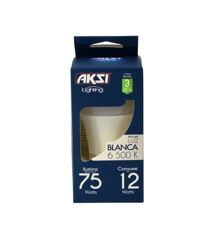 Foco LED AKSI A19 12W - 1100 Lúmenes Luz Blanca 6500K | 120027