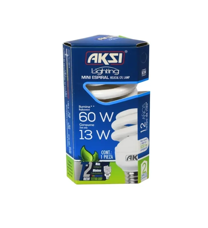 Foco Ahorrador AKSI Mini Espiral 13W - 60W Eq. 830 Lúmenes | 110639
